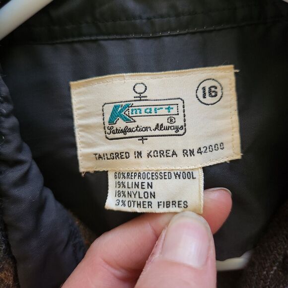 M Vtg Wool Linen Kmart Plaid Heritage Shirt Shacket Fall Hipster Retro 80s - Picture 3 of 8